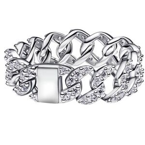 Pandora Me Pave Link Ring Sterling Silver S925 ALE 54 Cubic Zirconia Size 7